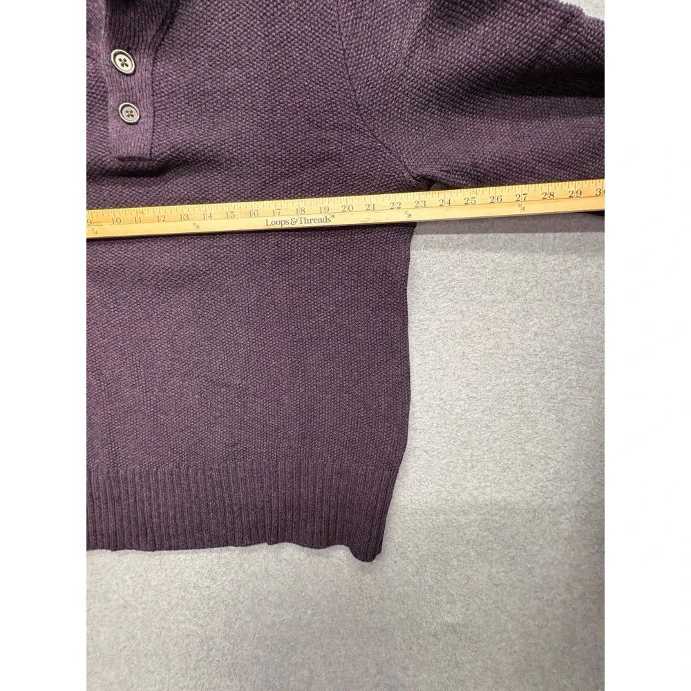 Banana Republic Mens Purple Merino Wool Blend Shawl Collar Sweater Large Patch